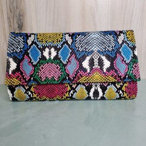 New with Tags! Rainbow Multi Snake Clutch Purse